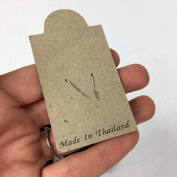 Silver Blue Pierced Earrings Ball Rhinestone Hang - Picture 4 of 5